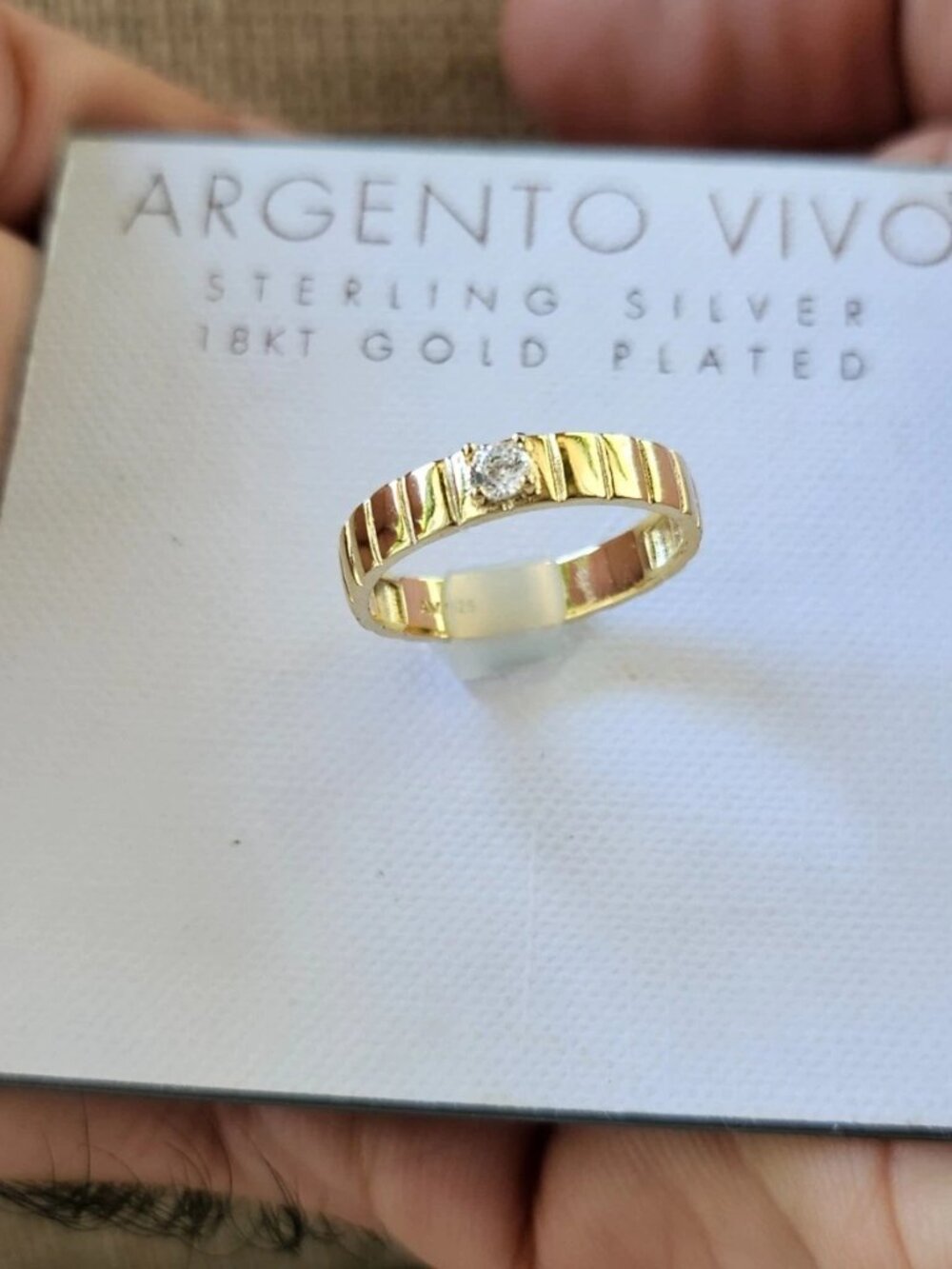 Argento Vivo Ring 18KT Gold Plated Over Sterling Silver Fine Jewelry Size 7 New - Picture 7 of 10